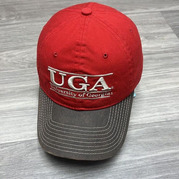 Vintage The Game Georgia Bulldog Hat Baseball Cap Red Brown Suede Split Bar RARE - Picture 1 of 9
